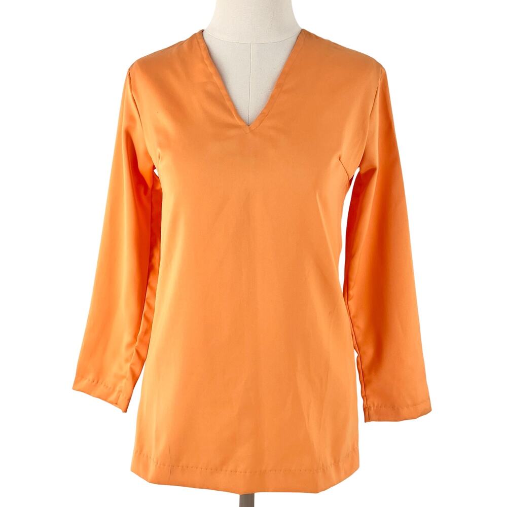 70s Vintage Western DJ by Dickson Jenkins Tunic Top Tangerine Orange 1970s